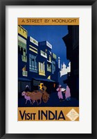 Visit India, a street by moonlight, travel poster 1920 Fine Art Print