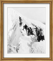 Group of men and women climbing Paradise Glacier in Mt. Rainier National Park, Washington Fine Art Print
