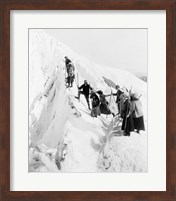 Group of men and women climbing Paradise Glacier in Mt. Rainier National Park, Washington Fine Art Print