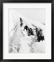 Group of men and women climbing Paradise Glacier in Mt. Rainier National Park, Washington Framed Print
