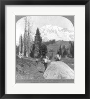 Washington - Mount Rainier - resting at Camp Muir, before Gibralter Rock 1922 Framed Print