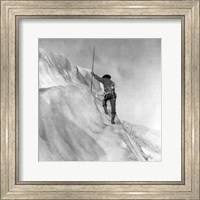 Washington - Mount Rainier Guide cutting steps on ice slope near summit Fine Art Print