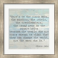 Here's to the Crazy Ones, Steve Jobs Quote Fine Art Print