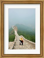 Tourist climbing up steps on a wall, Great Wall of China, Beijing, China Fine Art Print