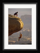 View of rock climbers on the edge of a cliff Fine Art Print