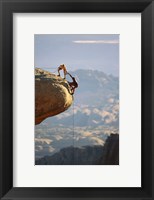 Two hikers with ropes at the edge of a cliff 2 Fine Art Print