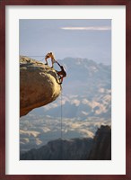 Two hikers with ropes at the edge of a cliff 2 Fine Art Print