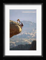 Two hikers with ropes at the edge of a cliff 2 Fine Art Print