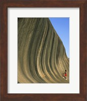 Person climbing Wave Rock, Western Australia, Australia Fine Art Print