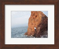 Deep Water Solo on a small rock at Point de l'Aiguille Fine Art Print