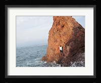 Deep Water Solo on a small rock at Point de l'Aiguille Fine Art Print