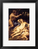 Correggio - Venus and Cupid with a Satyr Framed Print