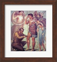 The doctor Japyx heals Aeneas, sided by aphrodite mural from Pompeii Fine Art Print