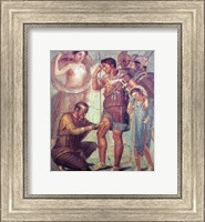 The doctor Japyx heals Aeneas, sided by aphrodite mural from Pompeii Fine Art Print