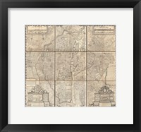 1652 Gomboust 9 Panel Map of Paris, France Fine Art Print