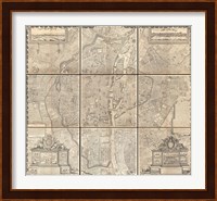 1652 Gomboust 9 Panel Map of Paris, France Fine Art Print
