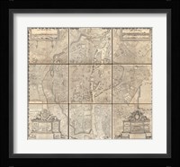 1652 Gomboust 9 Panel Map of Paris, France Fine Art Print