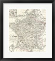 1852 Levasseur Map of France Framed Print