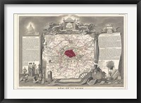 1852 Levasseur Map of the Department de la Seine Fine Art Print