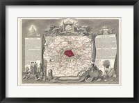 1852 Levasseur Map of the Department de la Seine Framed Print