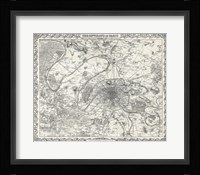 1855 City Plan of Paris, France Fine Art Print