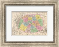 1867 colored Logerot Map of Paris, France Fine Art Print