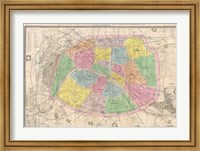 1867 colored Logerot Map of Paris, France Fine Art Print