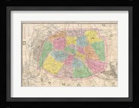 1867 colored Logerot Map of Paris, France Fine Art Print