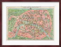 Map of Paris circa 1931 including monuments Fine Art Print