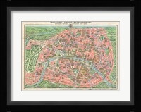 Map of Paris circa 1931 including monuments Fine Art Print