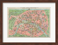 Map of Paris circa 1931 including monuments Fine Art Print