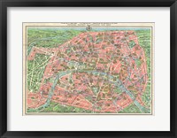 Map of Paris circa 1931 including monuments Framed Print