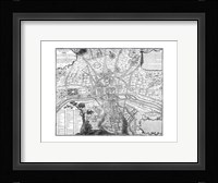 Plan de Paris - black and white Framed Print