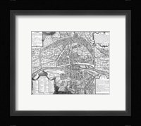 Plan de Paris - black and white map Framed Print