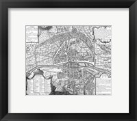 Plan de Paris - black and white map Fine Art Print