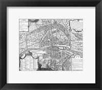 Plan de Paris - black and white map Framed Print