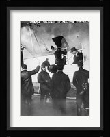 French soldiers inspecting Zeppelin Fine Art Print