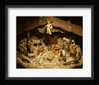 Close-up of figurines depicting a nativity scene Fine Art Print