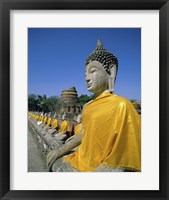 Buddha statue at a temple, Wat Yai Chai Mongkol, Ayutthaya, Thailand Framed Print