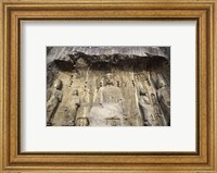 Buddha Statue Carved on a wall, Longmen Caves,  ground view in China Fine Art Print