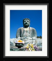 Daibutsu Great Buddha, Kamakura, Honshu, Japan With Flowers Framed Print
