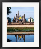 Silhouette of the Seated Buddha Reflected, Wat Mahathat, Sukhothai, Thailand Fine Art Print