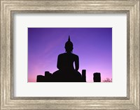 Silhouette of the Seated Buddha, Wat Mahathat, Sukhothai, Thailand Fine Art Print