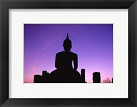 Silhouette of the Seated Buddha, Wat Mahathat, Sukhothai, Thailand Fine Art Print