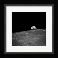 The first photograph taken by humans of Earthrise during Apollo 8. Fine Art Print