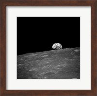 The first photograph taken by humans of Earthrise during Apollo 8. Fine Art Print