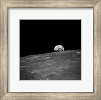 The first photograph taken by humans of Earthrise during Apollo 8. Fine Art Print