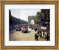 Crowds of French Patriots Line the Champs Elysees Fine Art Print