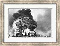 USS Bunker Hill Hit by Two Kamikazes Fine Art Print