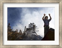 A New York City Fireman Calls for 10 More Rescue Workers, World Trade Center Fine Art Print